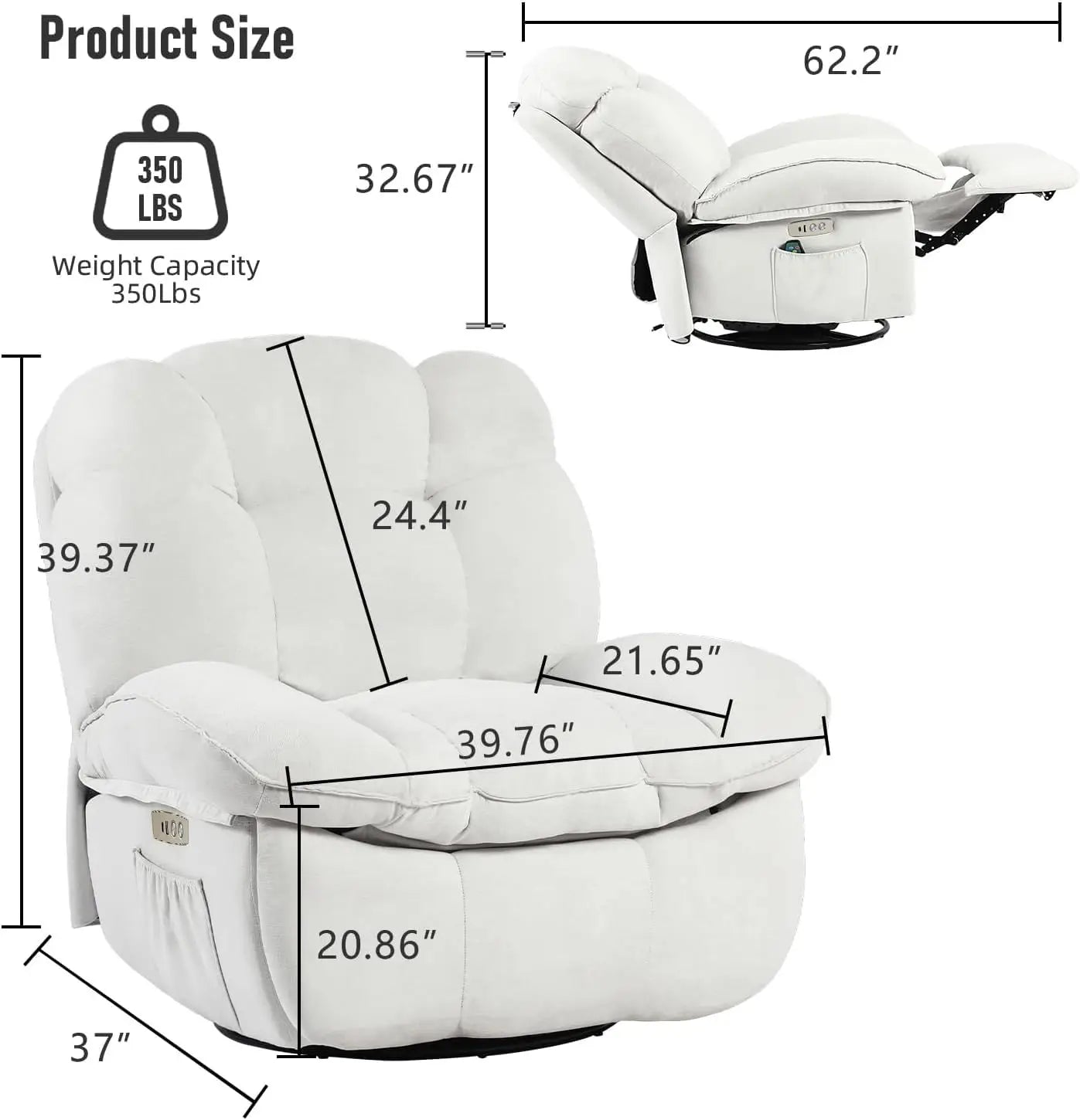 XIAOLANG Power Recliner Massage Chair With Heated Rocker For Adults