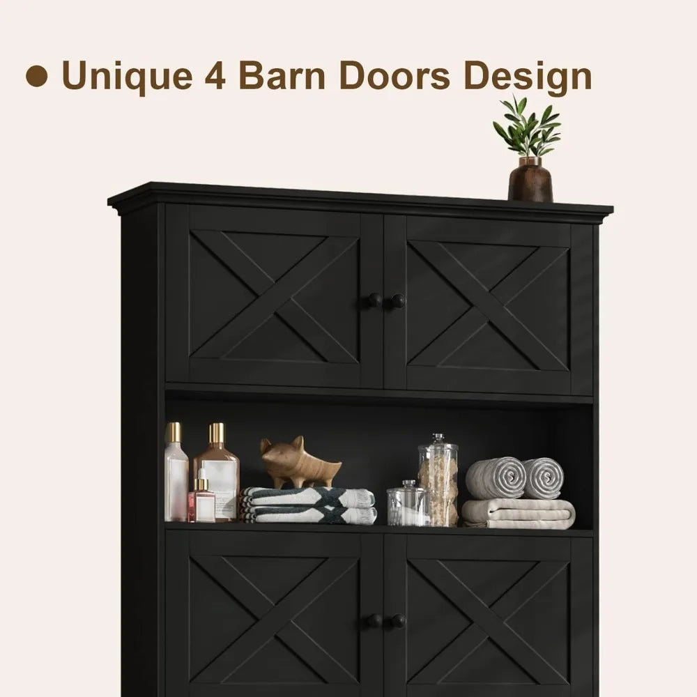 XMSJ Over The Toilet Storage Cabinet Farmhouse 4 Barn Doors