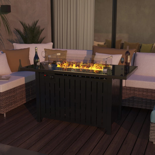 Naga Bahna Gas Fire Pit Table Outdoor 50000 BTU Lid