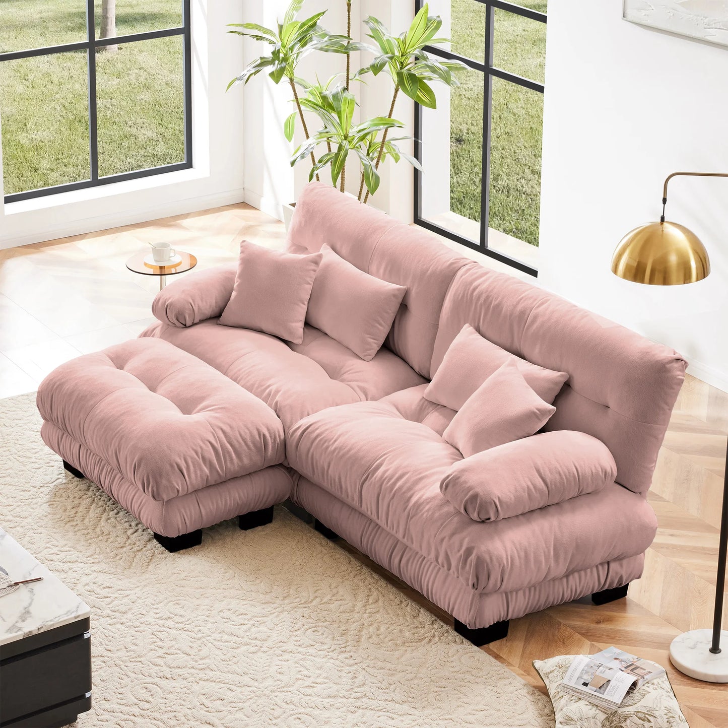 Modular Sectional Sofa Chenille With Ottomans Couch For Home Comfort