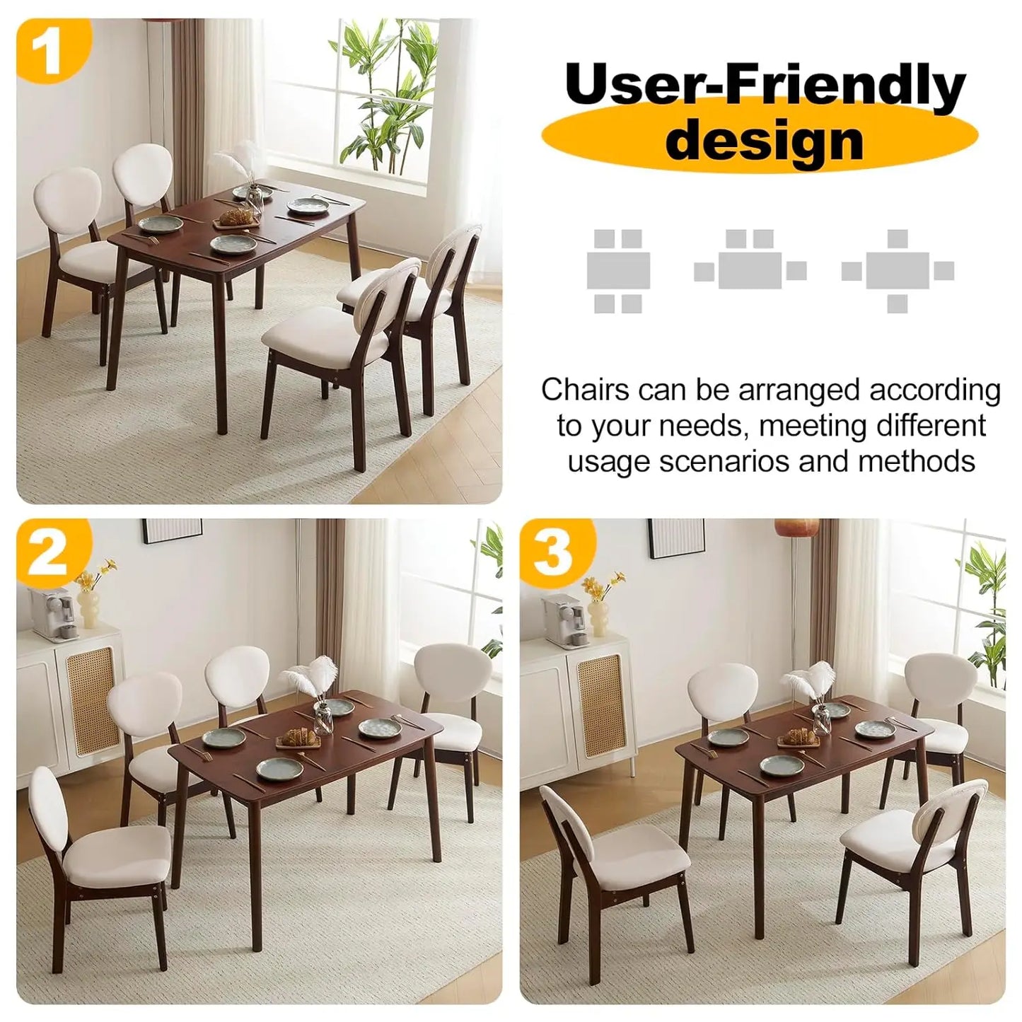 Mid-Century Modern Dining Table Set For Four To Five