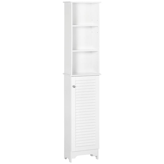 HOMCOM Tall Bathroom Storage Cabinet With 3 Tier Open Shelves
