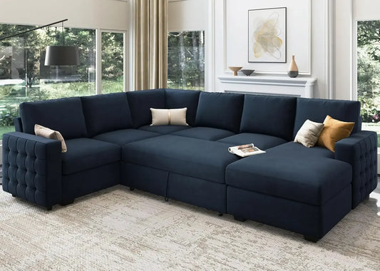Sectional Sleeper Sofa With Pull Out Bed And Storage Chaise