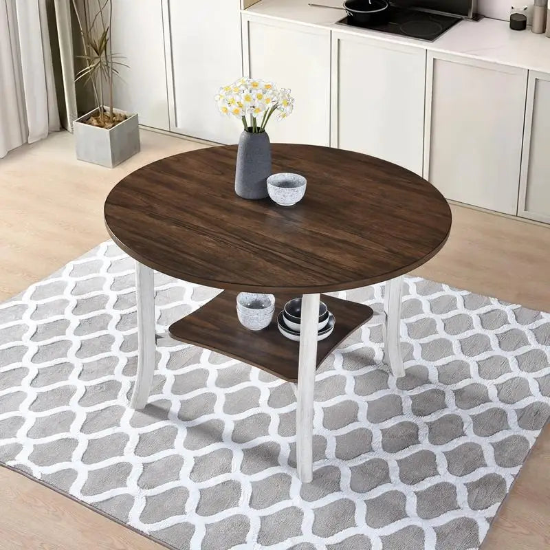 Round Dining Table Set With 4 Comfortable Chairs For Home
