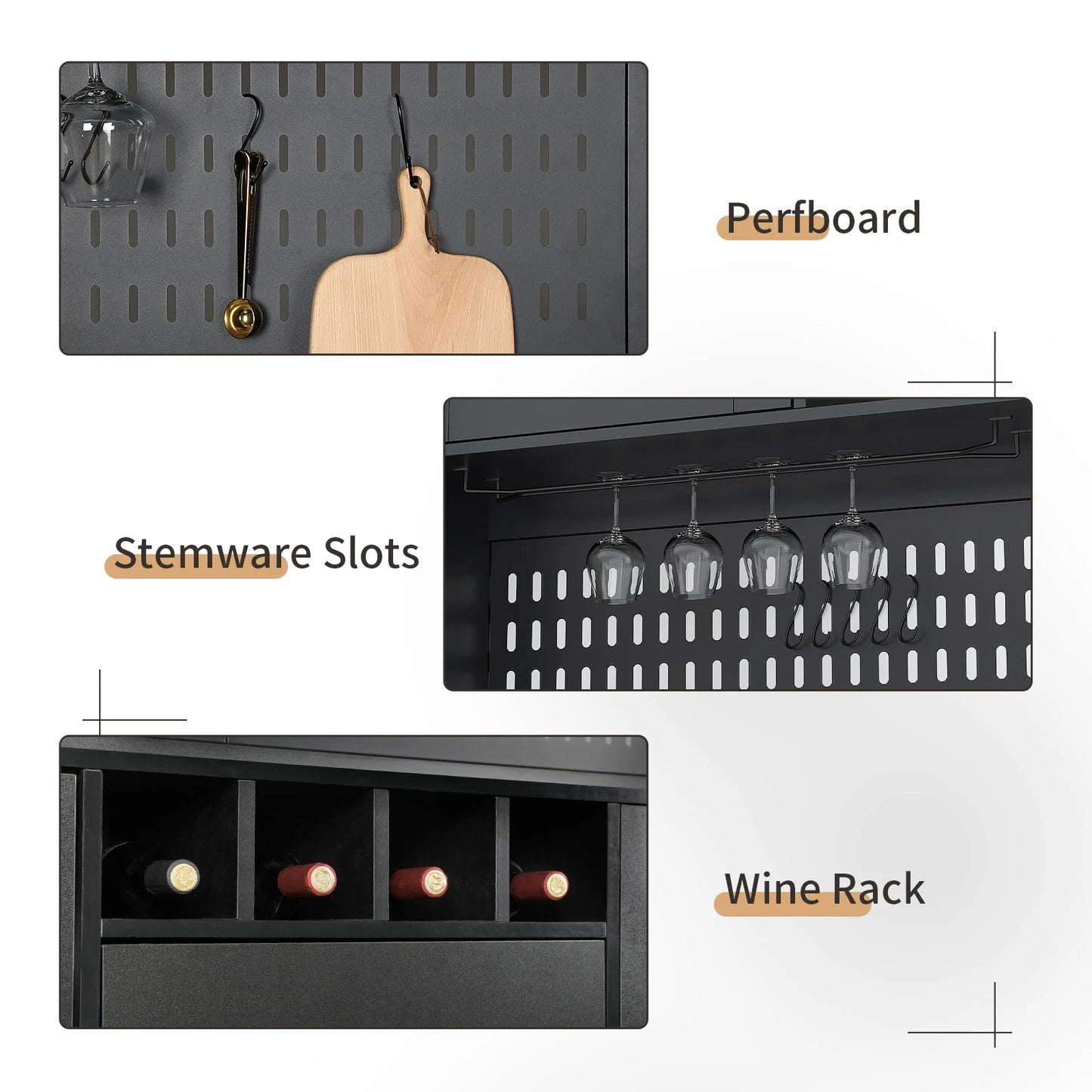 VOWNER Pantry Cabinet Freestanding Kitchen Storage Buffet Pegboard