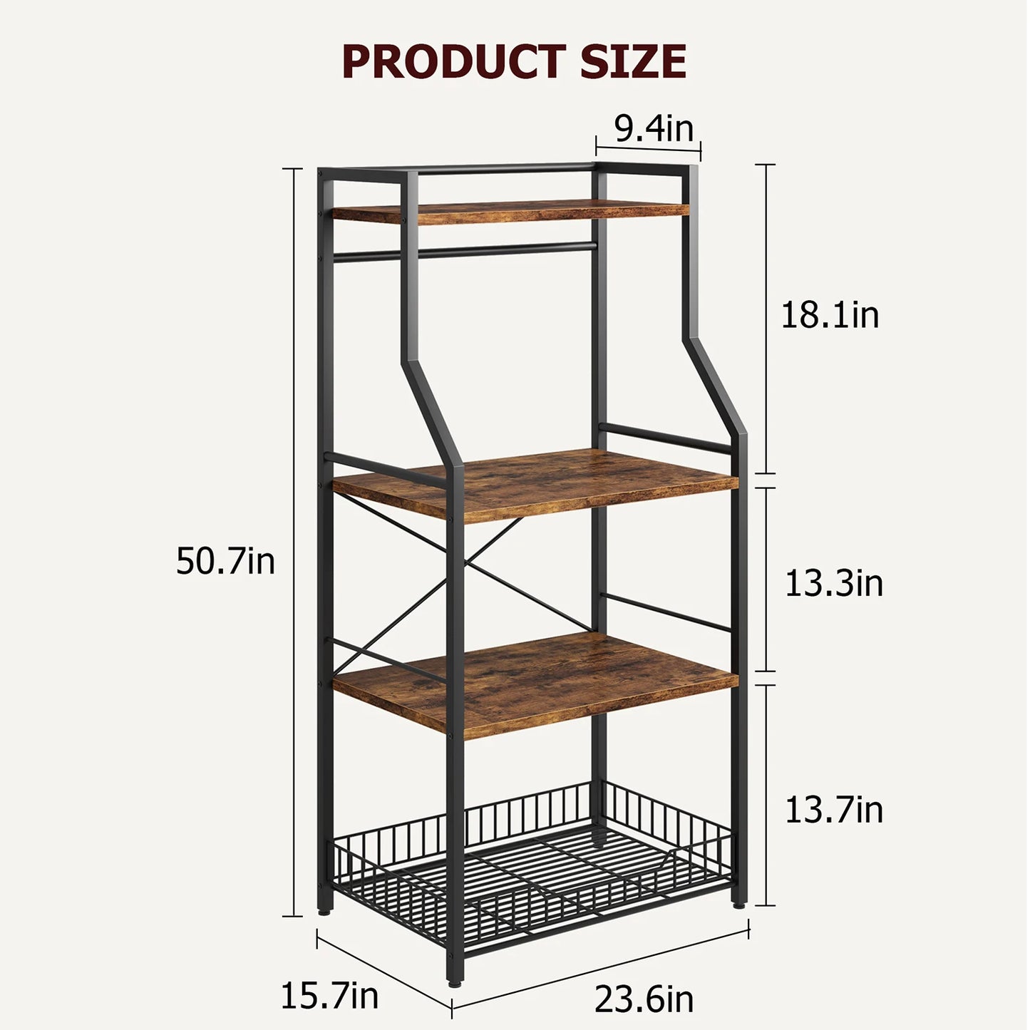 TWISTER.CK Kitchen Bakers Rack Microwave Stand 4 Tier Coffee Bar Station