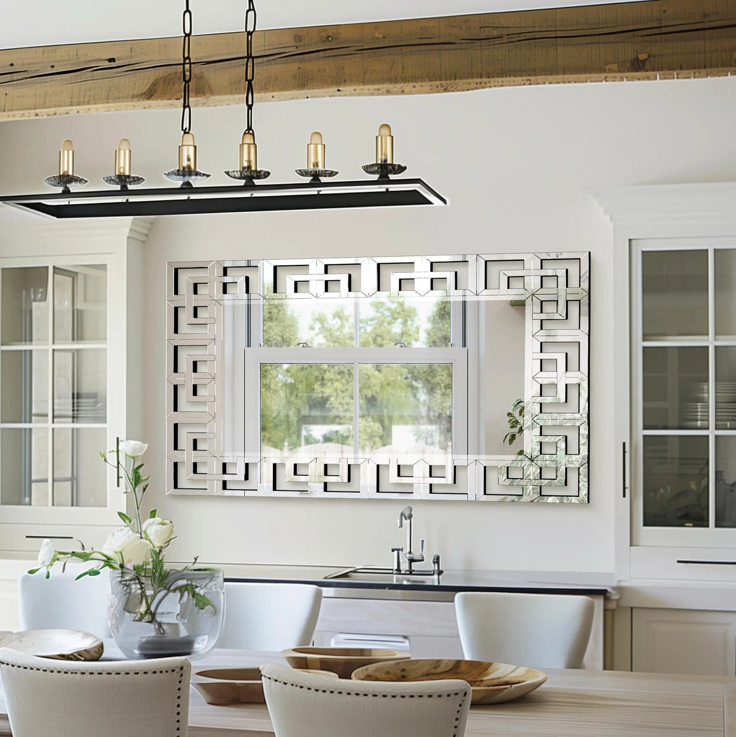 Venetian Art Mirror With Beveled Edge For Living Room Bathroom