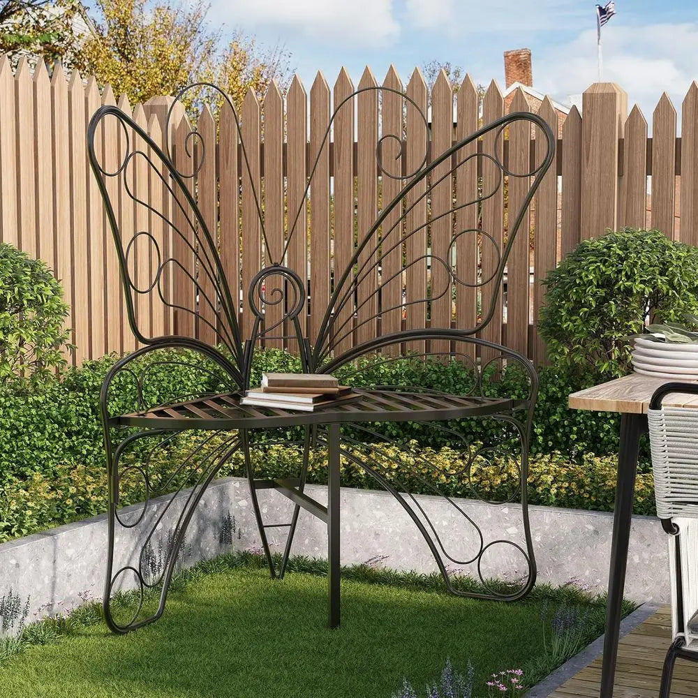 DAFIFY Garden Bench With Sturdy Metal Frame For Outdoor Patio
