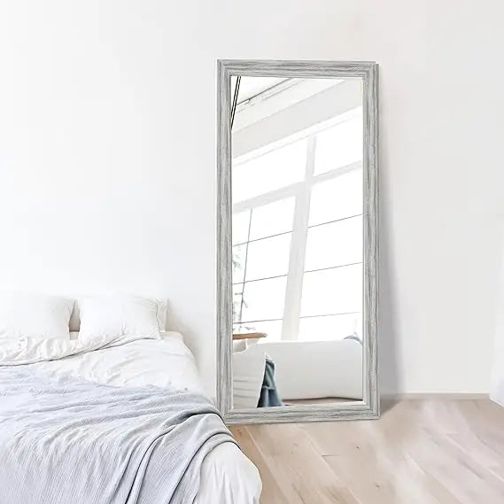Farmhouse Full-Length Mirror with Wood Frame, Rustic 66x32 Large Floor Mirror, Elegant Full Body Standing
