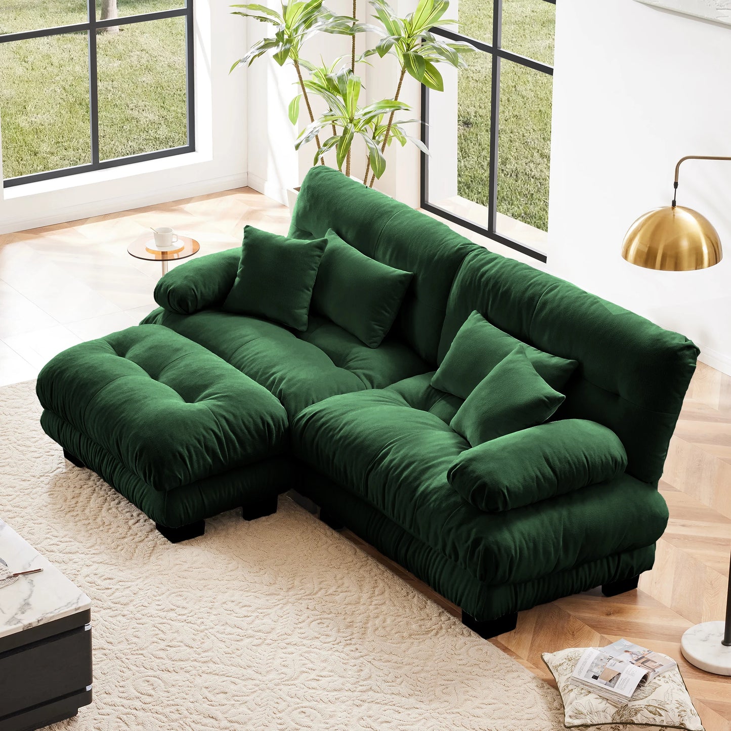 Modular Sectional Sofa Chenille With Ottomans Couch For Home Comfort