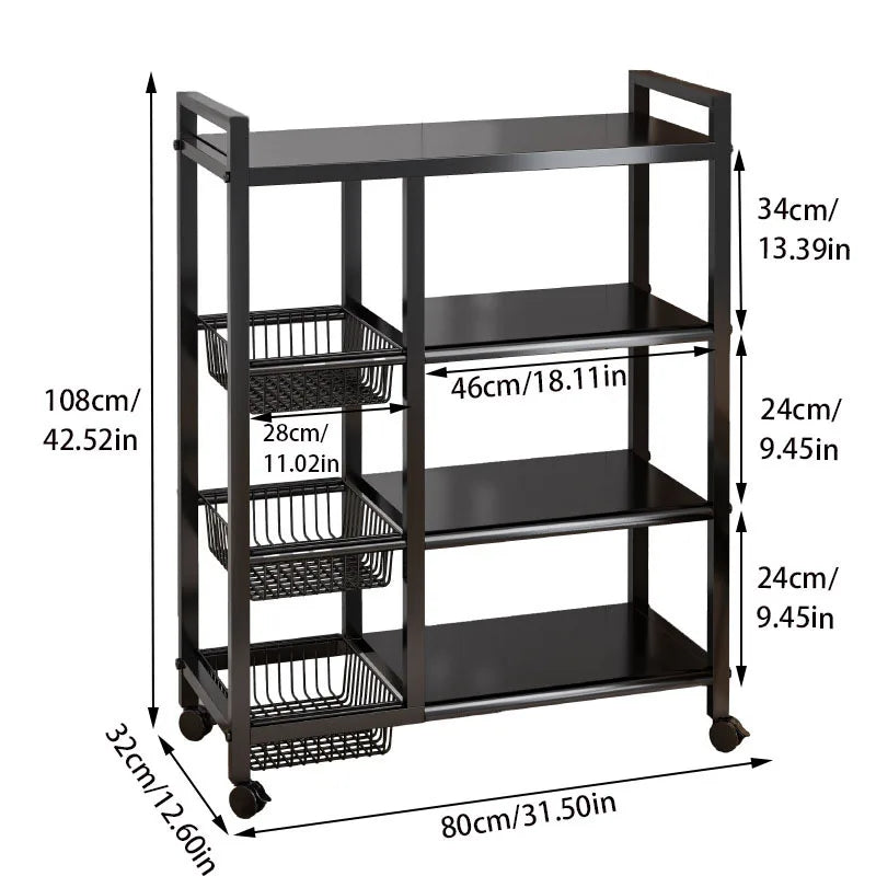 Multifunctional Removable Cabinet Storage Rack With 4 Tier Metal Shelves