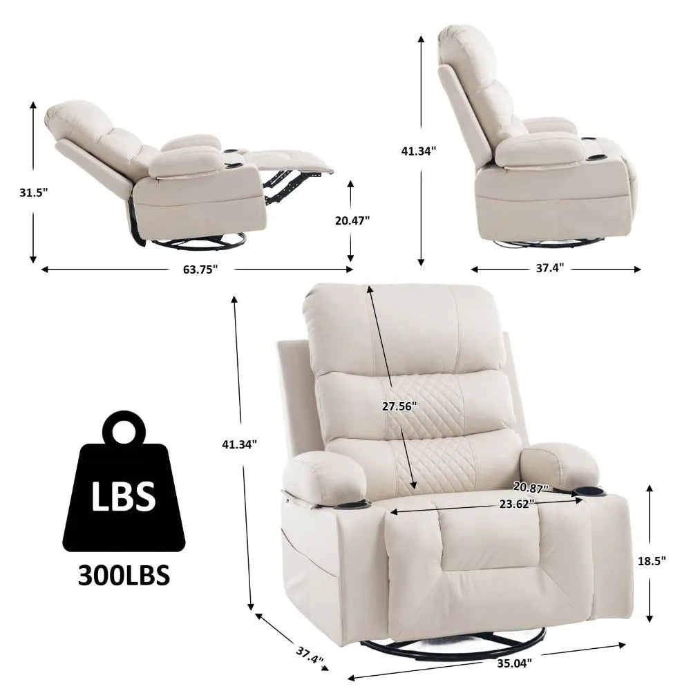 XIAOLANG Rocker Recliner Chair With Heat And Massage Faux Leather