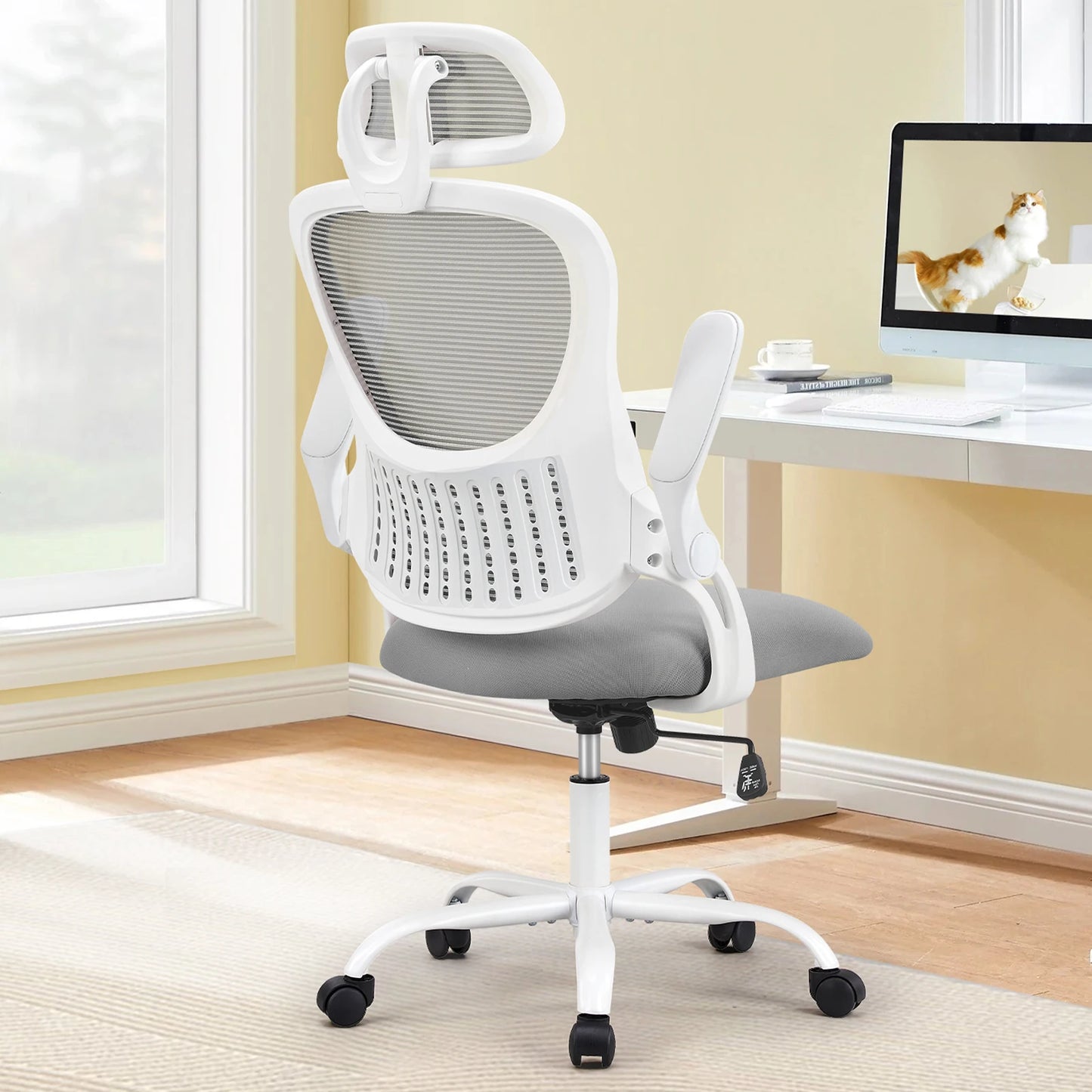 JHK Ergonomics Mesh Office Chair With Flip Up Arms