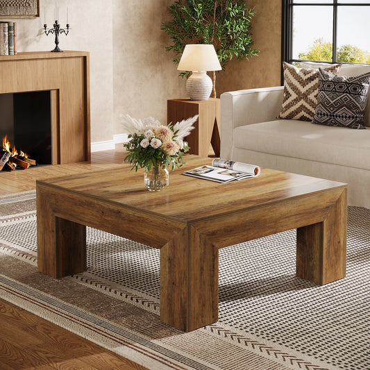 Tribesigns Farmhouse Coffee Table For Living Room With Sturdy Legs