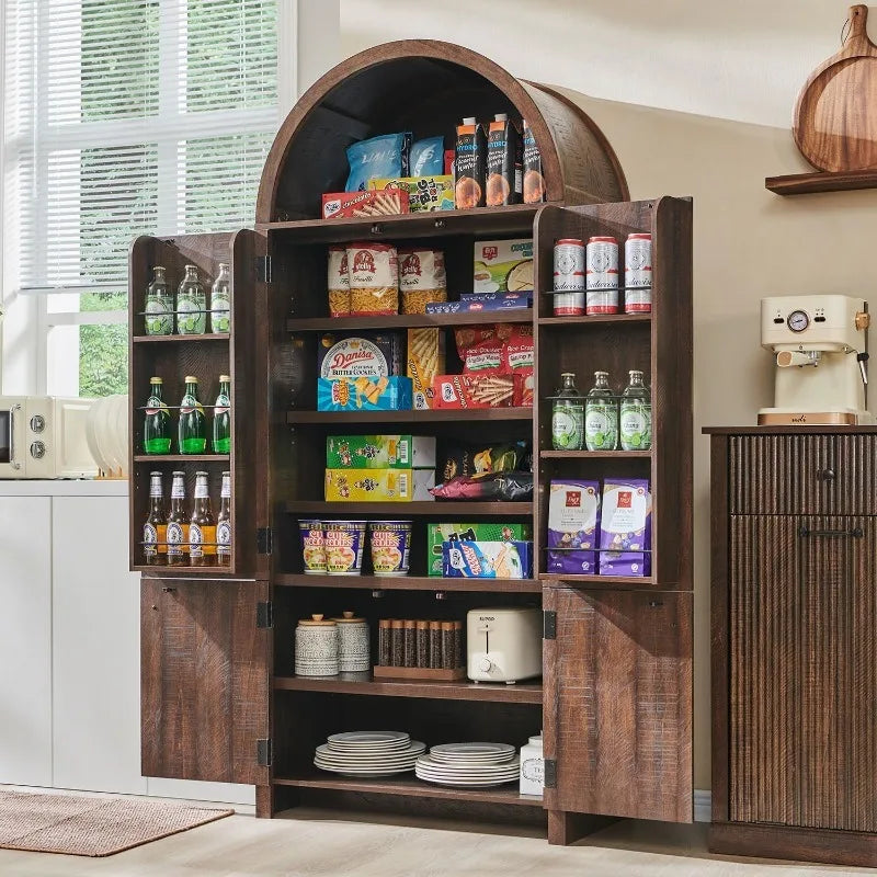 Arched Pantry Cabinet With 3 Adjustable Shelves And 6 Shelves