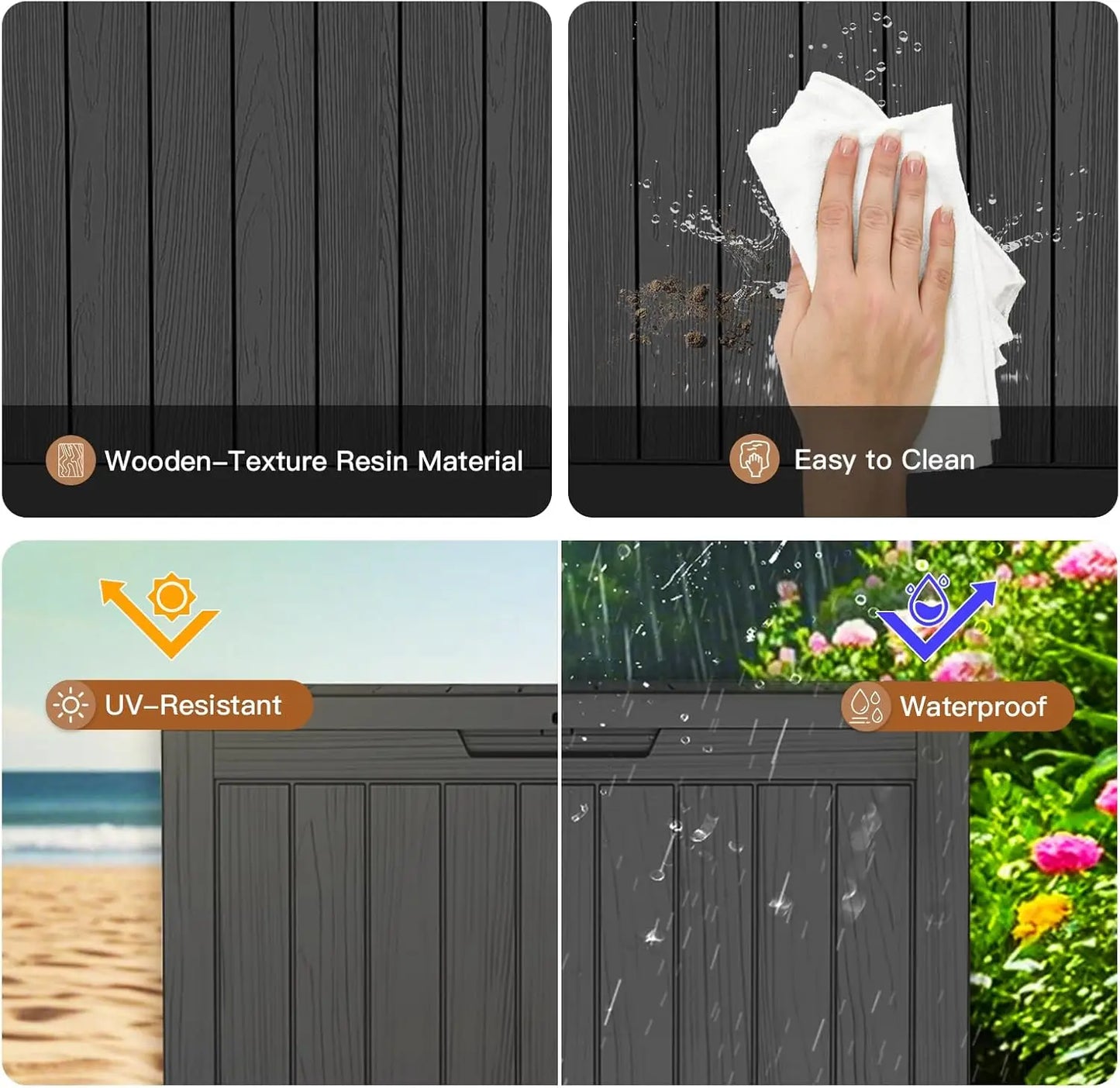 All Weather Deck Box Outdoor Storage Lockable Lid UV Resistant