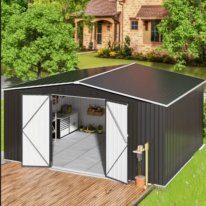 Vivat Heavy Duty Metal Outdoor Storage Shed With Lockable Door
