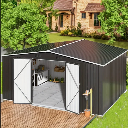 Vivat Heavy Duty Metal Outdoor Storage Shed With Lockable Door