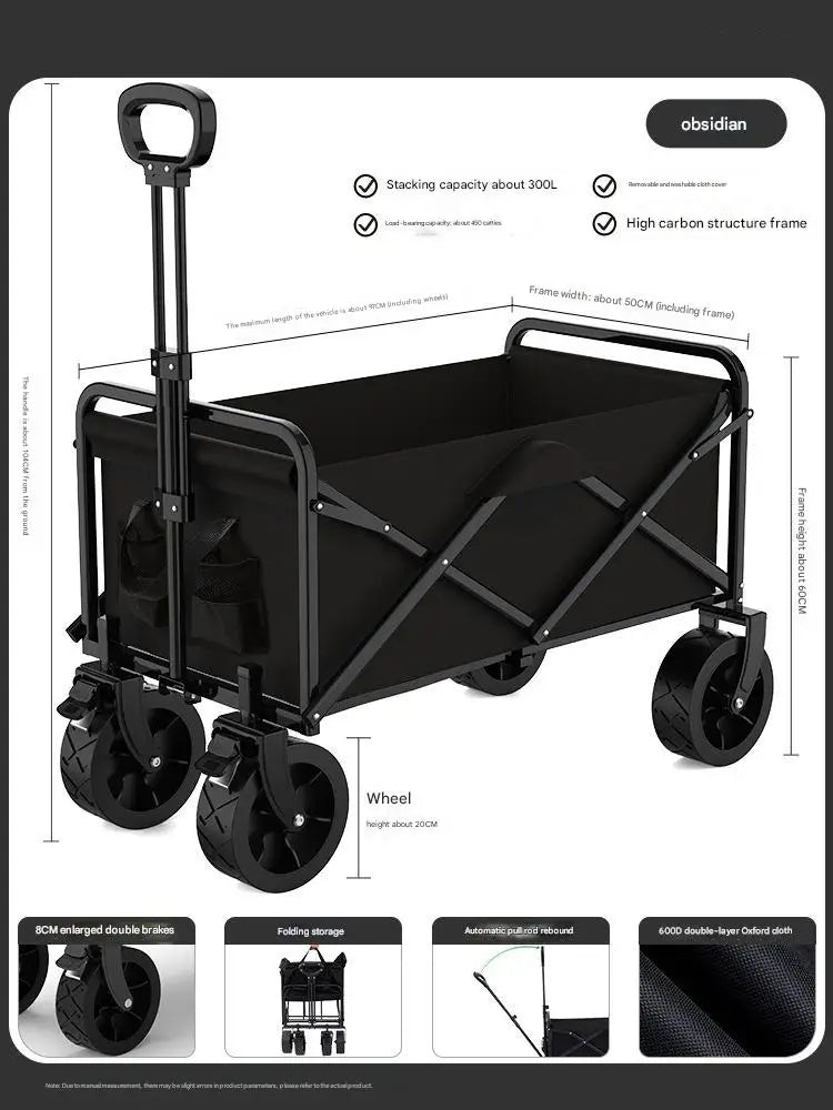 Foldable Camping Cart With Telescopic Handle And Large Capacity