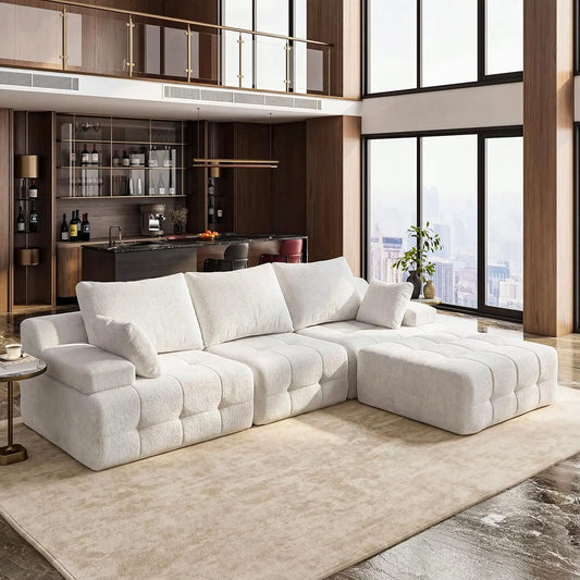 Cloud Sectional Sofa Modern Convertible L Shaped Couch Chenille Fabric
