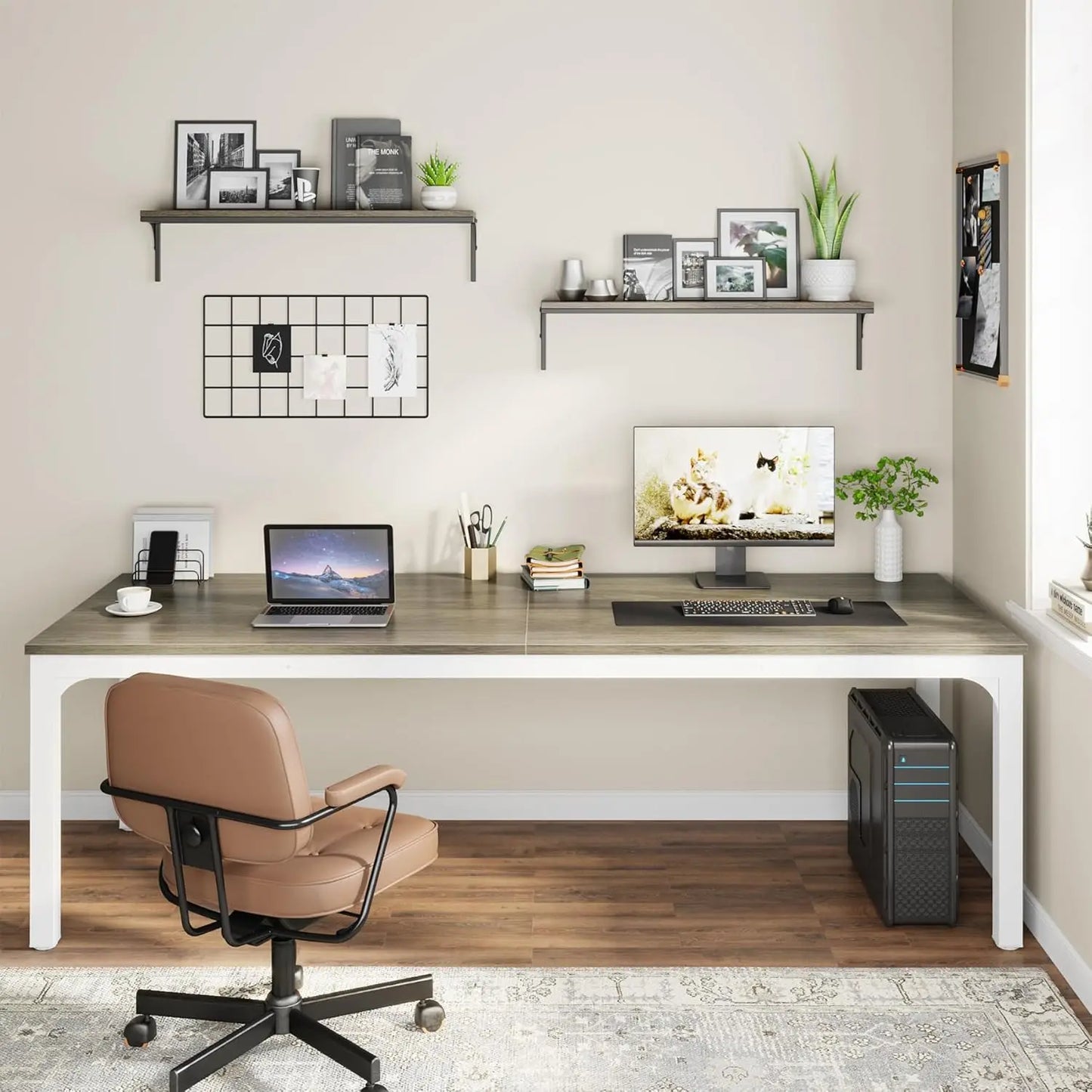 LITTLE TREE Computer Desk For Home Office Spacious Workstation
