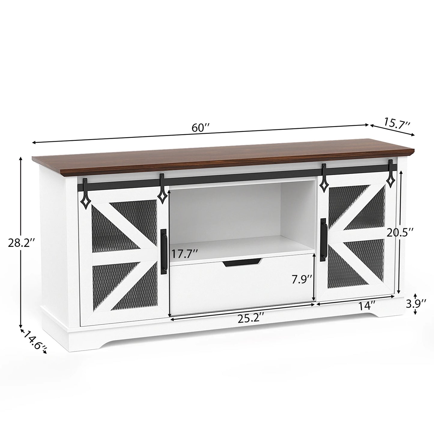 VOWNER Modern TV Stand With 1 Drawer And 2 Cabinets