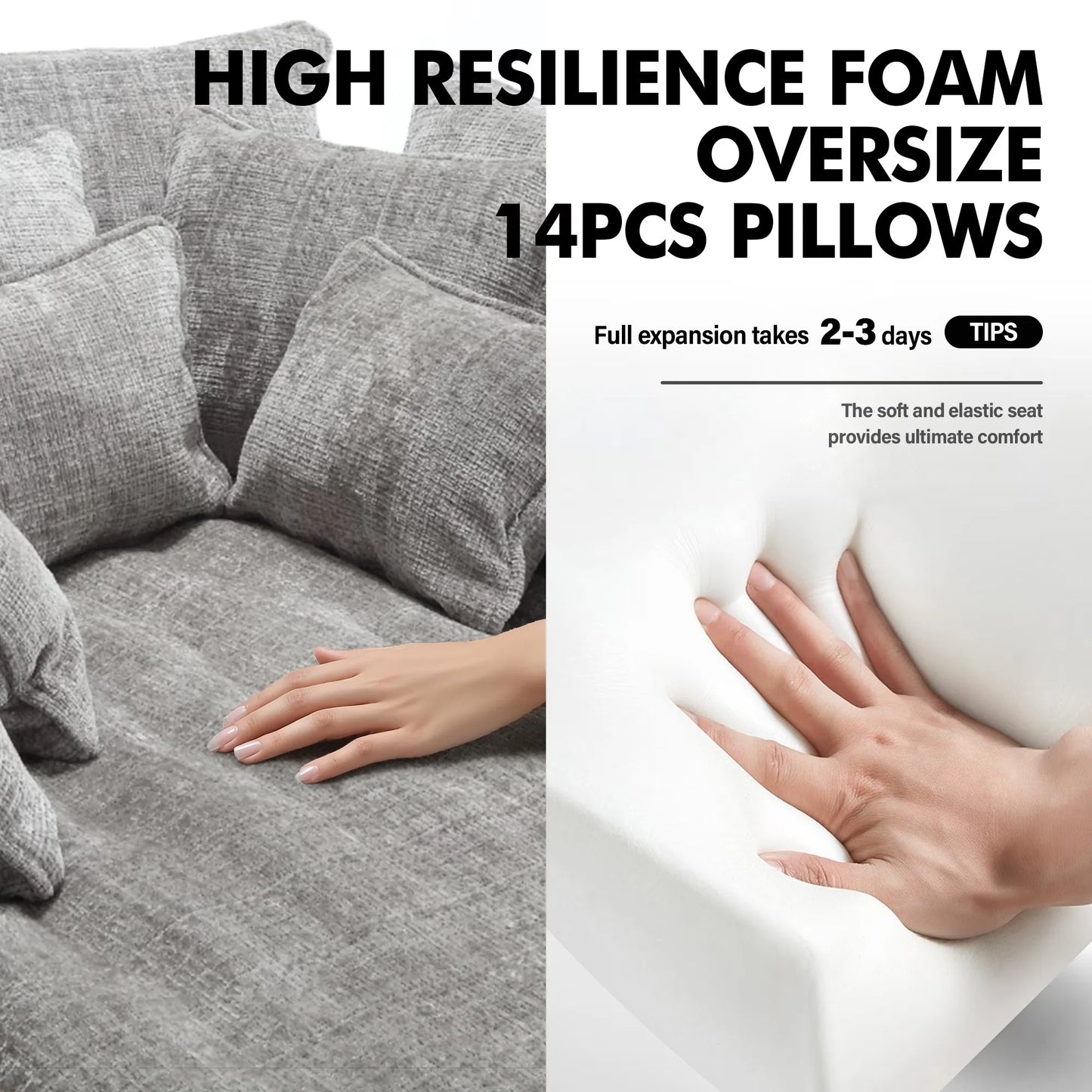 Cloud Chenille Sleeper Sofa With Memory Foam And Pillows
