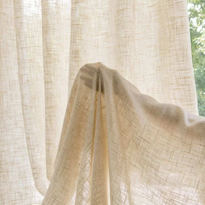 Extra High 350cm/400cm Height Faux Linen Sheer Curtains for Bedroom Light Flitering Tulle Curtain to Keep Privacy Home Decor