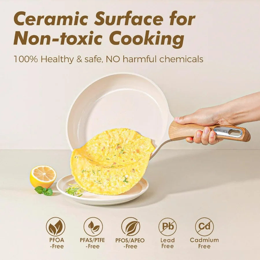 Ceramic Pots And Pans Set Nonstick Induction 14Piece Kitchen Cookware