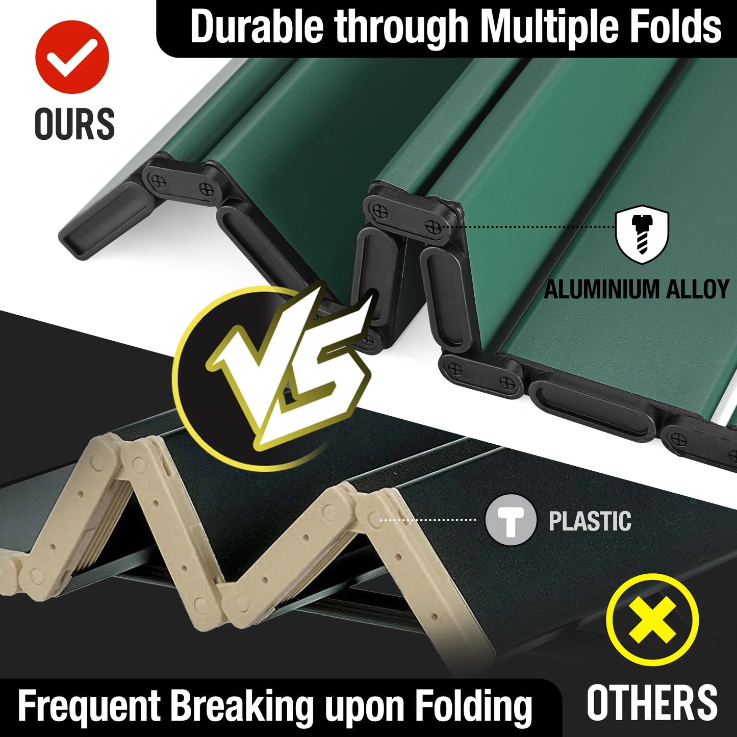 VILLEY Folding Camping Square Table with Carry Bag, Lightweight Aluminum Adjustable Square Table for Outdoor, Camping, Picnic