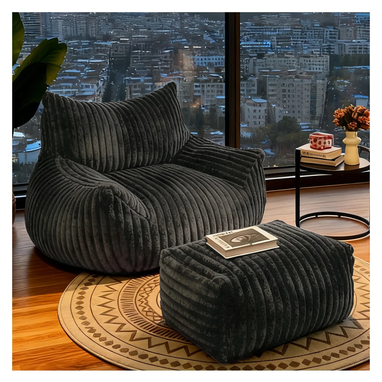 Reading Chair Bean Bag Chairs for Adults With Density Foam Cushion, Living Room