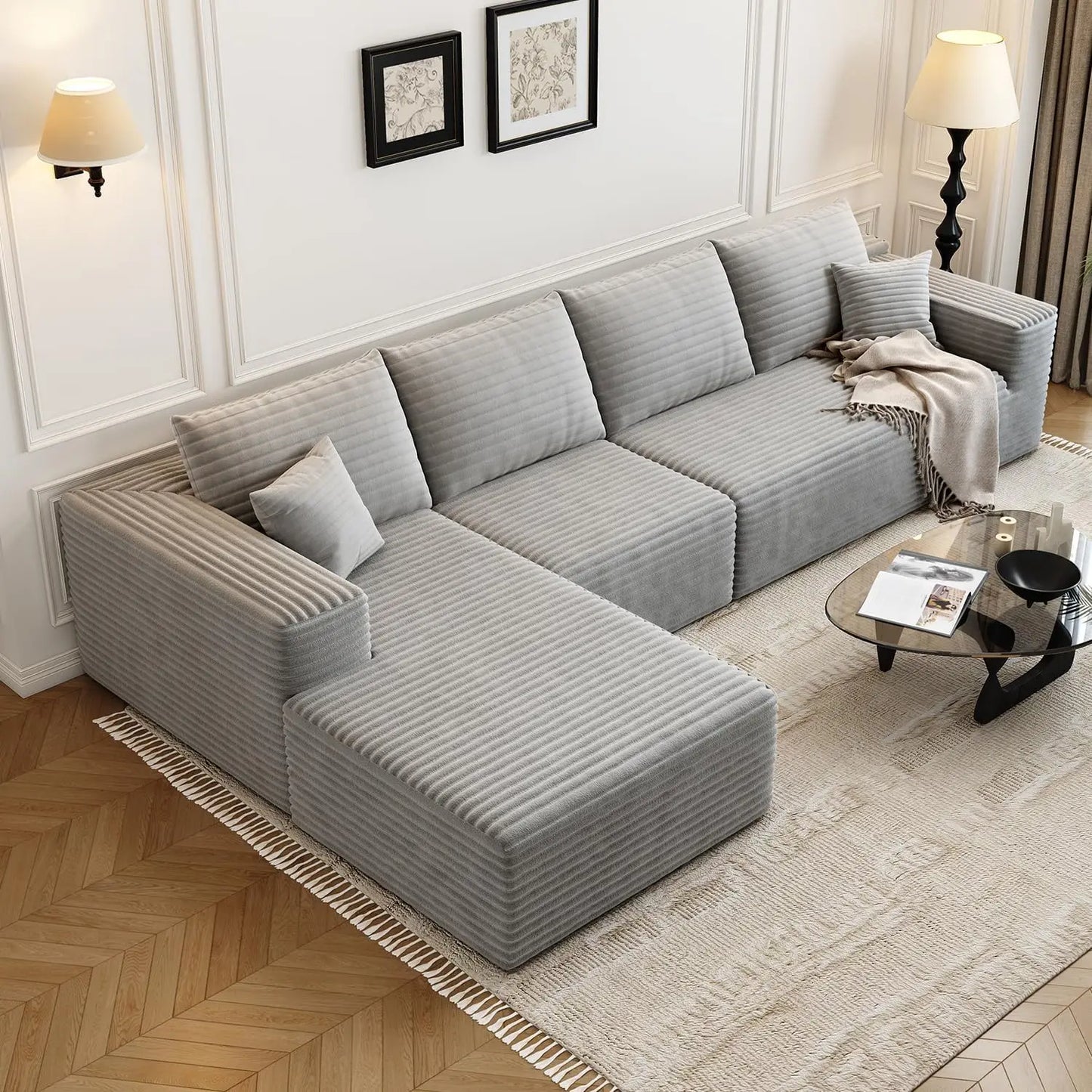 XPLVCN Modular Sectional Sofa With L Shaped Chaise Modern Upholstered
