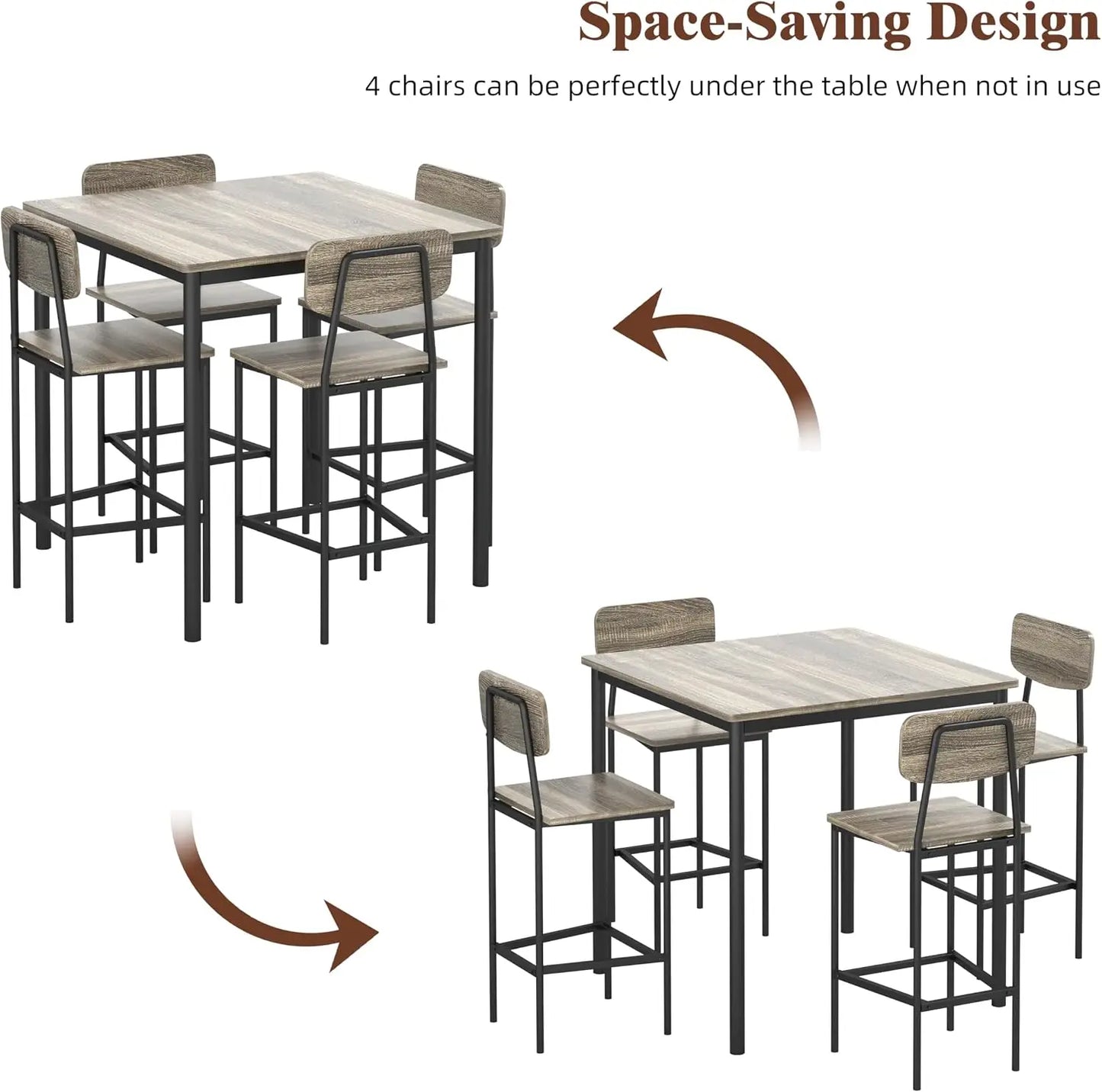 Five Piece Dining Table And Chairs Set Space Saving Dinette