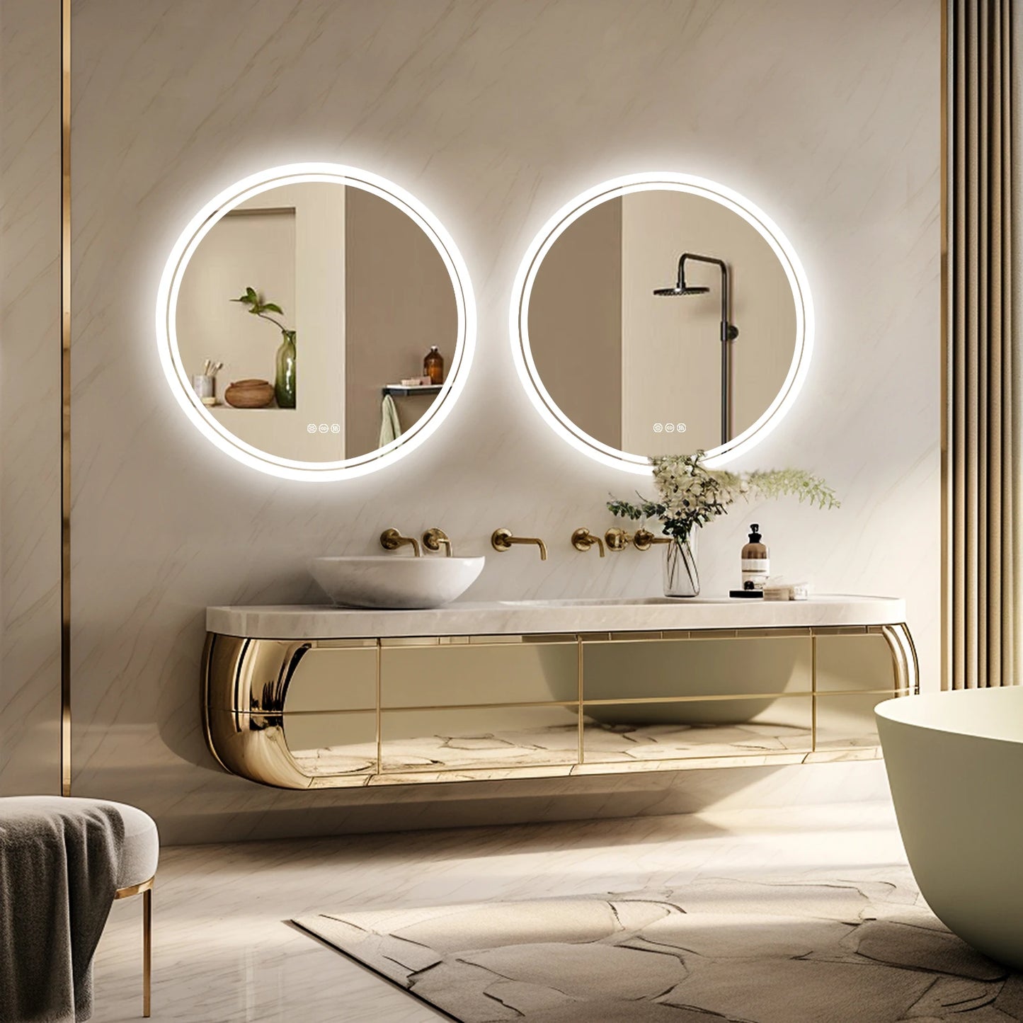 Wisfor Bathroom Led Circle Backlit Wall Mirror Anti Fog IP65