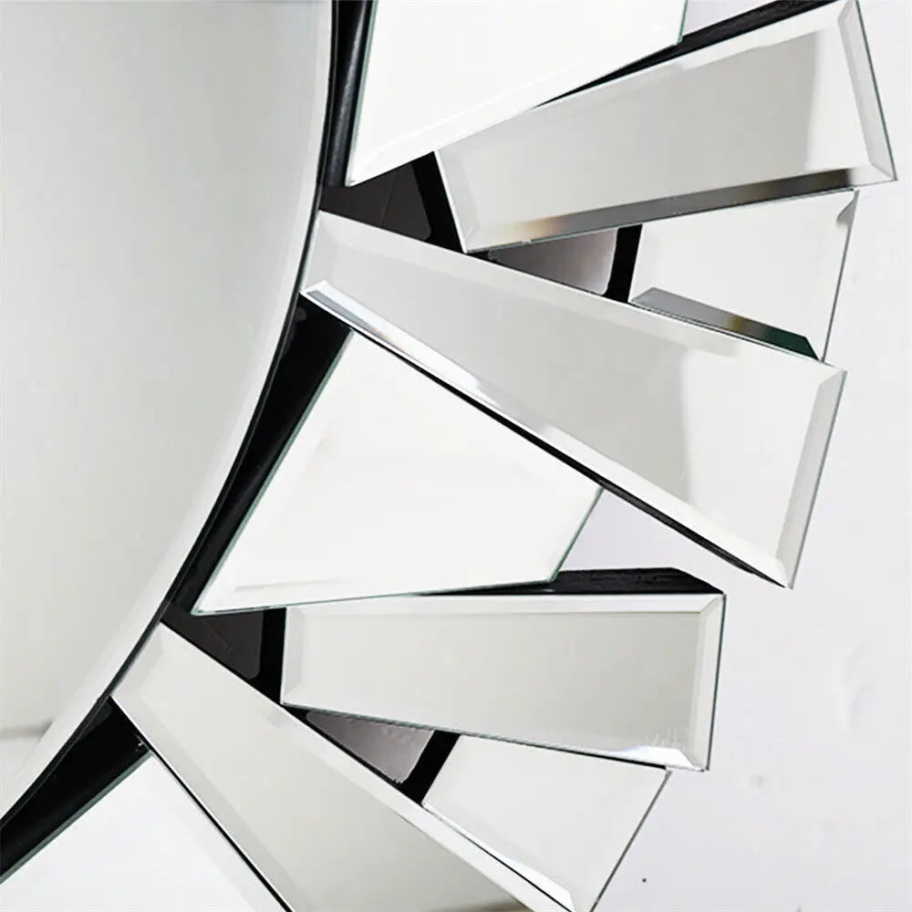 79cm Round Wall Mirror Large Accent Mirror Modern Home Art Accent Decor Mirror with Beveled Frame Bathroom Bedroom Livingroom