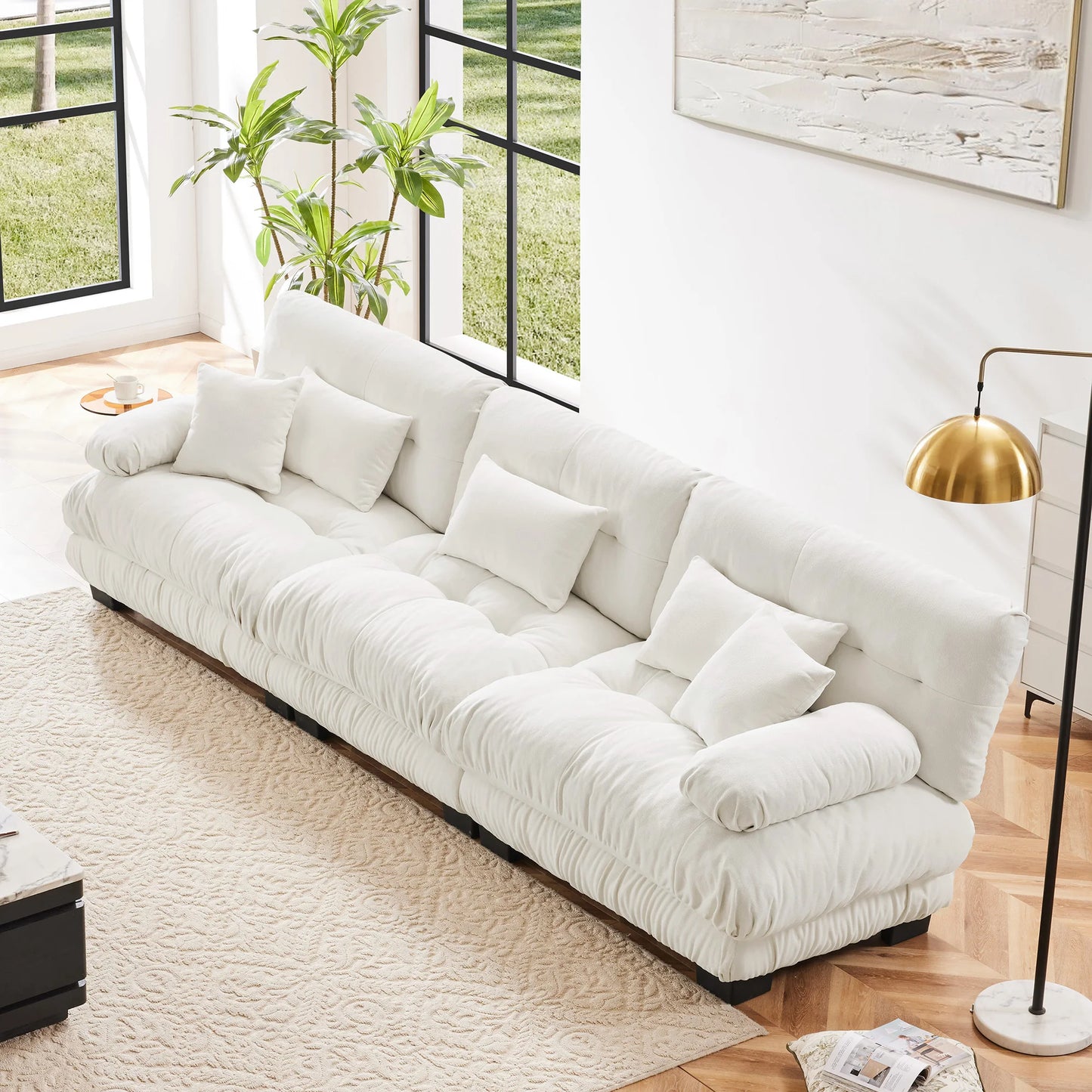 Modular Sectional Sofa Chenille With Ottomans Couch For Home Comfort