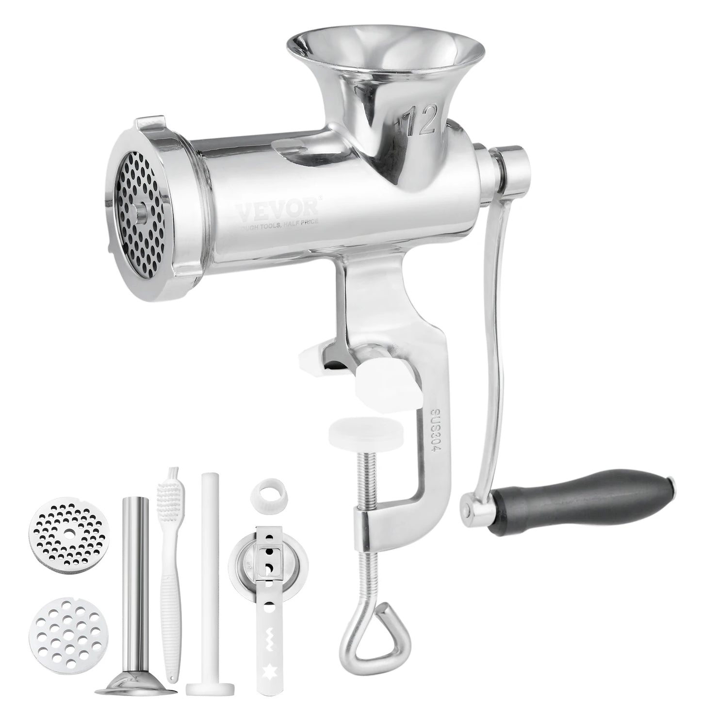 SucceBuy Manual Meat Grinder 304 Stainless Steel Clamp Sausage Maker