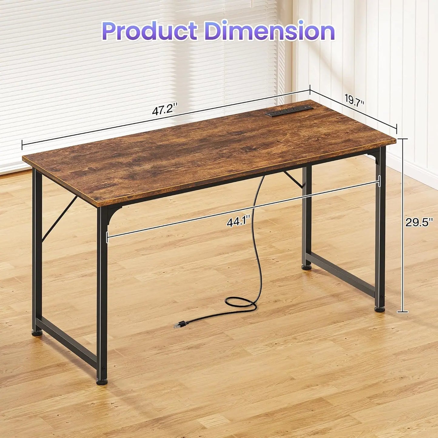 L Shaped Desk With USB Port And High Power Outlets
