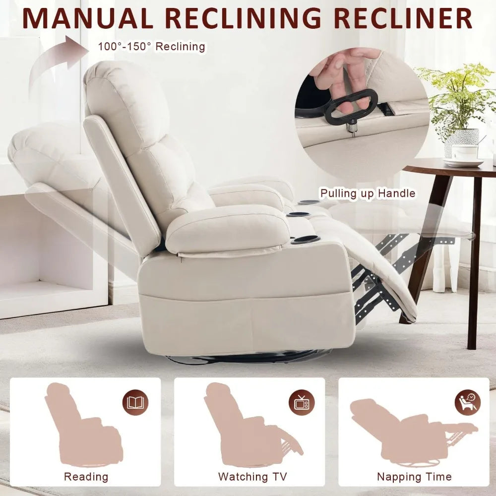 XIAOLANG Rocker Recliner Chair With Heat And Massage Faux Leather