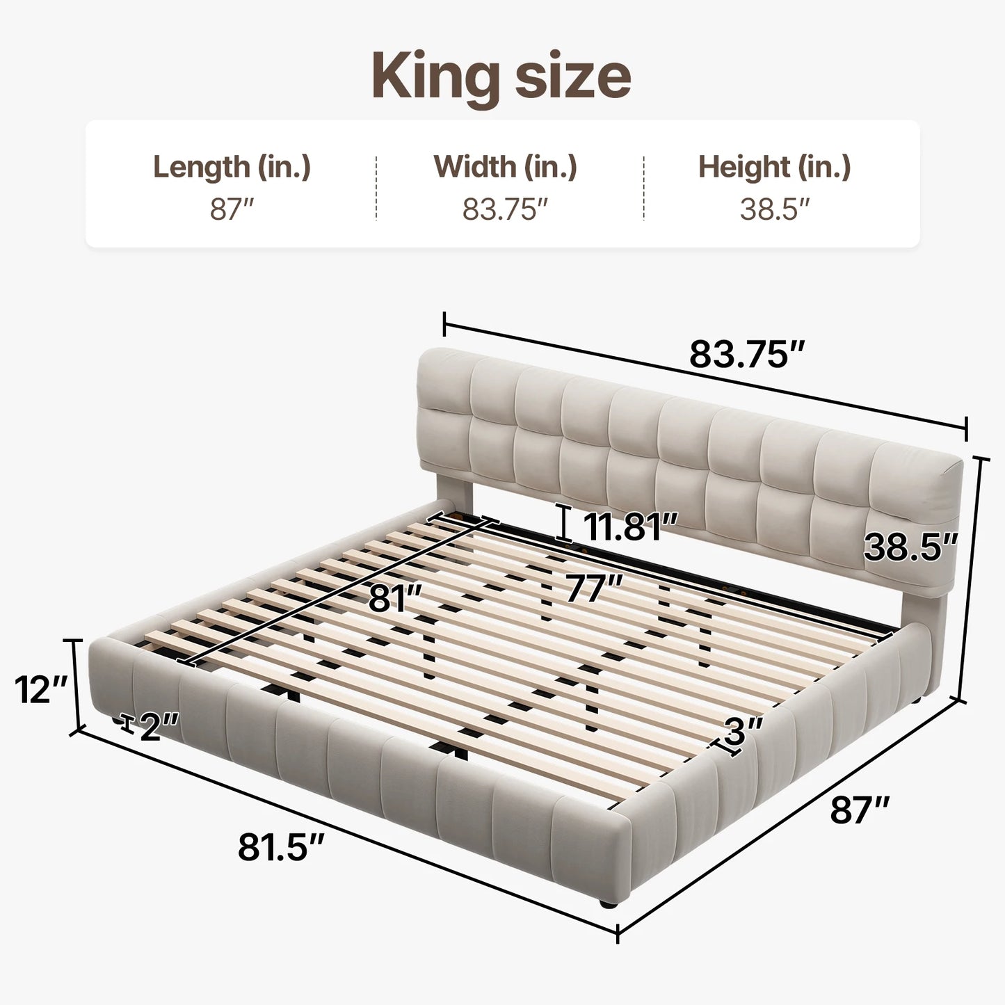 QWC Modern Cloud Platform Bed With Headboard And Footboard