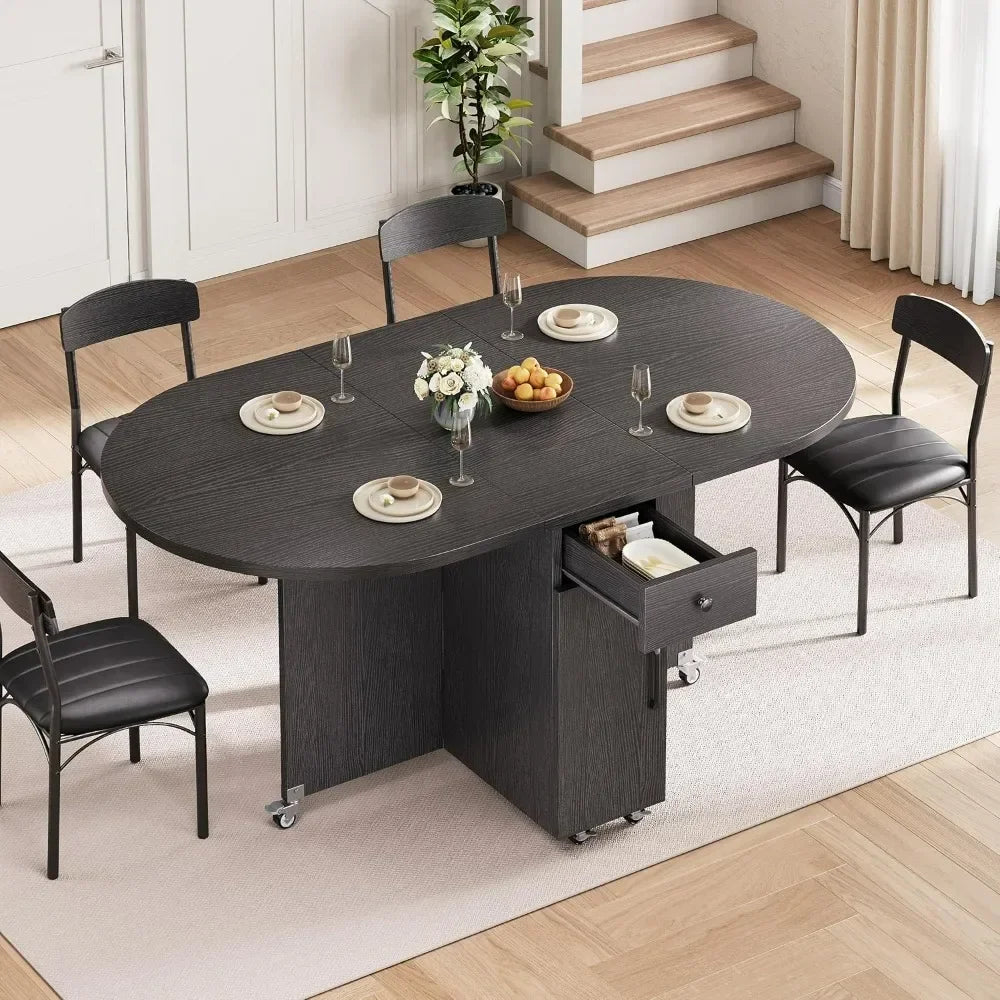 Compact 4 Person Folding Dining Set Space Saving Table And Chairs