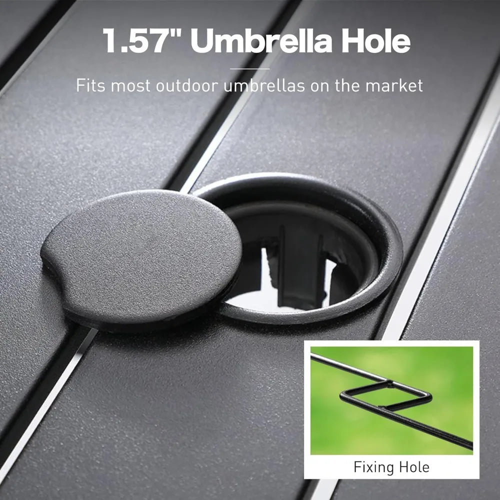 Patio Dining Set For 4 With Umbrella Hole And Chairs