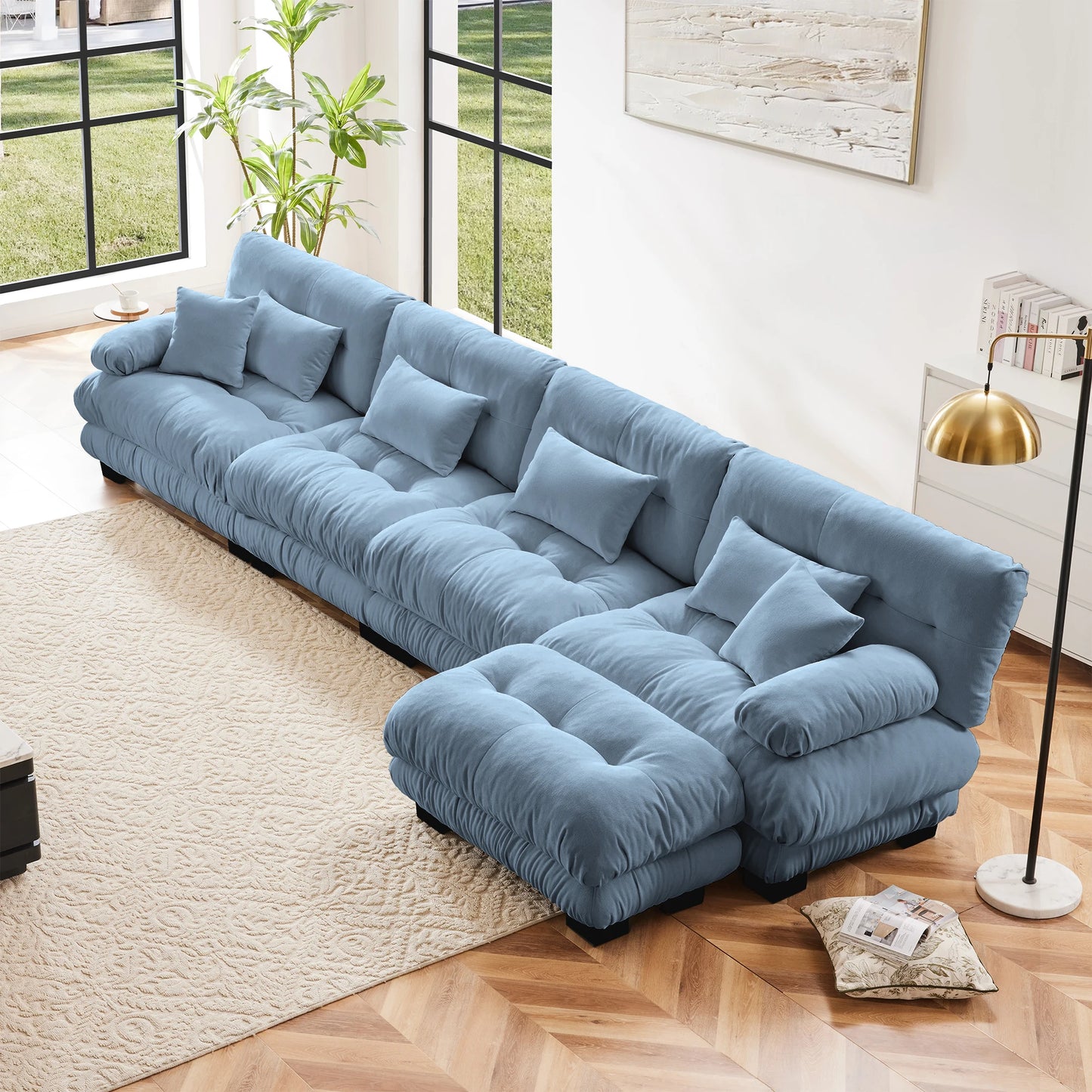 Modular Sectional Sofa Chenille With Ottomans Couch For Home Comfort