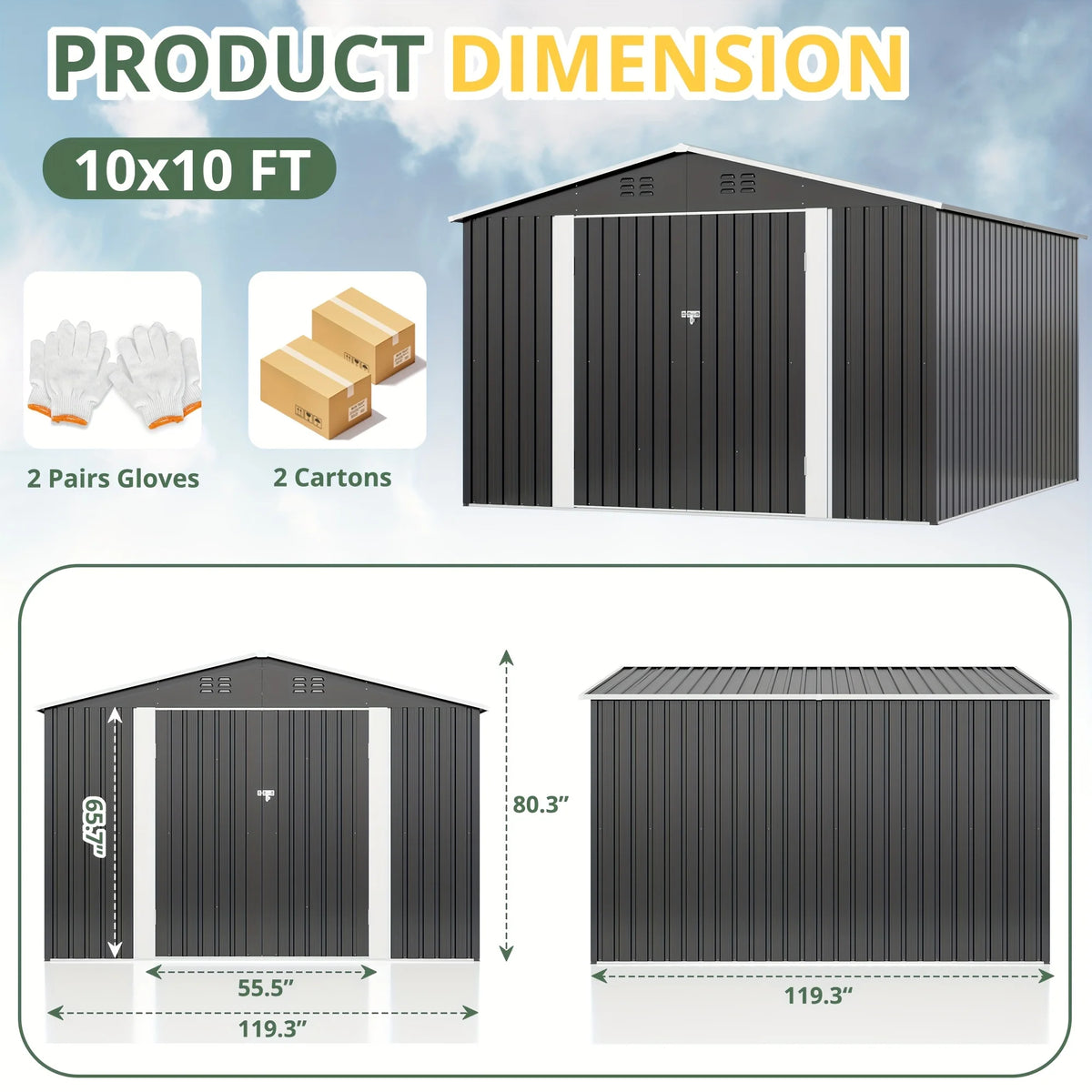 Vivat Heavy Duty Metal Outdoor Storage Shed With Lockable Door