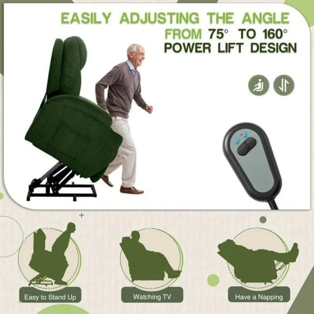 Massage Electric Power Lift Recliner Chair for Seniors with Corduroy