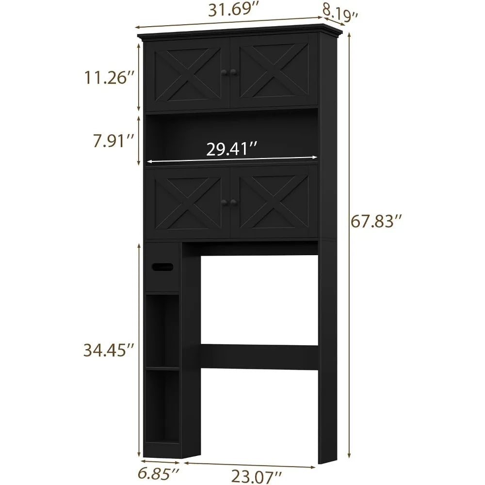 XMSJ Over The Toilet Storage Cabinet Farmhouse 4 Barn Doors