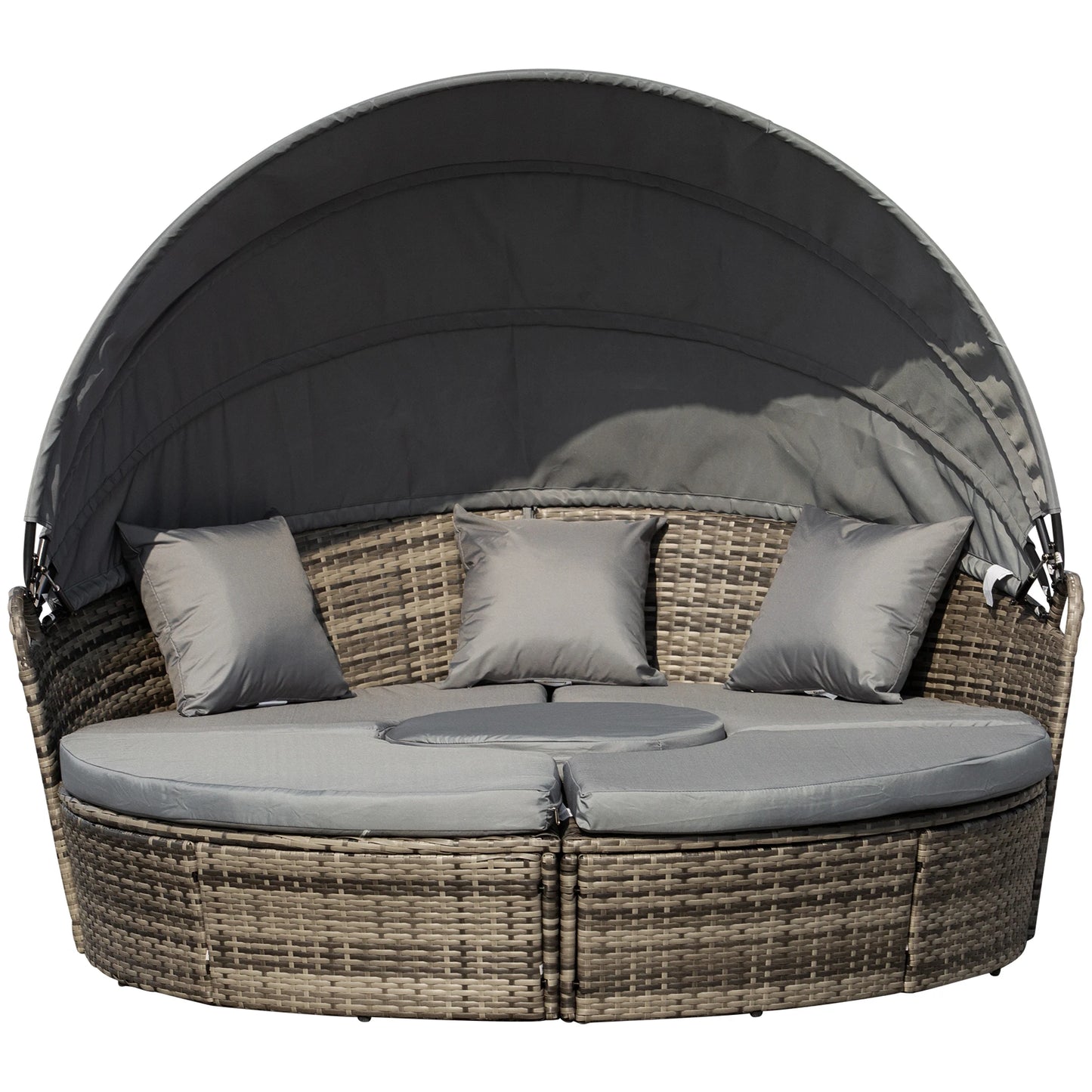 Outsunny Outdoor Convertible Daybed 4 Piece Furniture Set Sofa Table Chairs