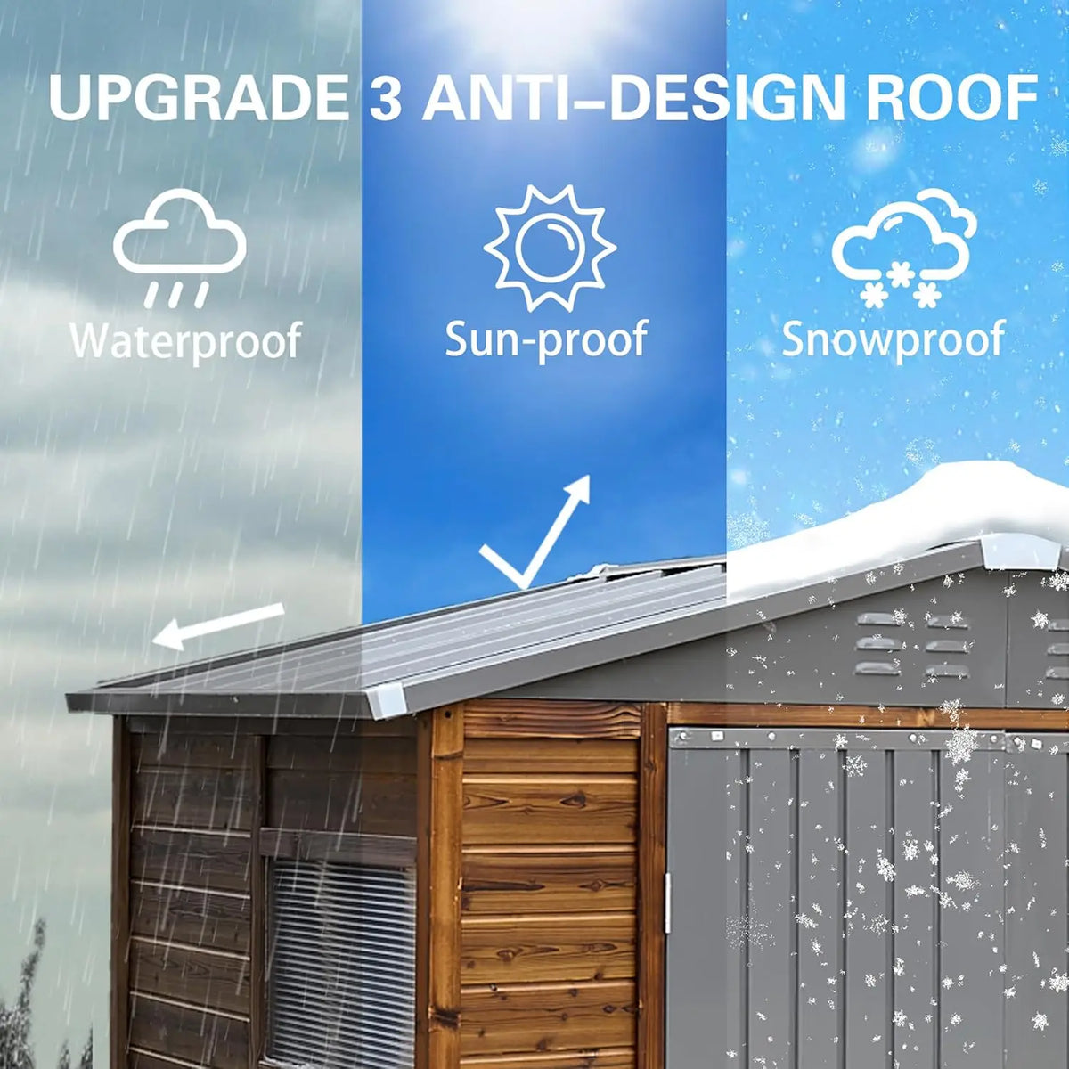 Weatherproof Cedar Wood Outdoor Storage Shed With Iron Roof