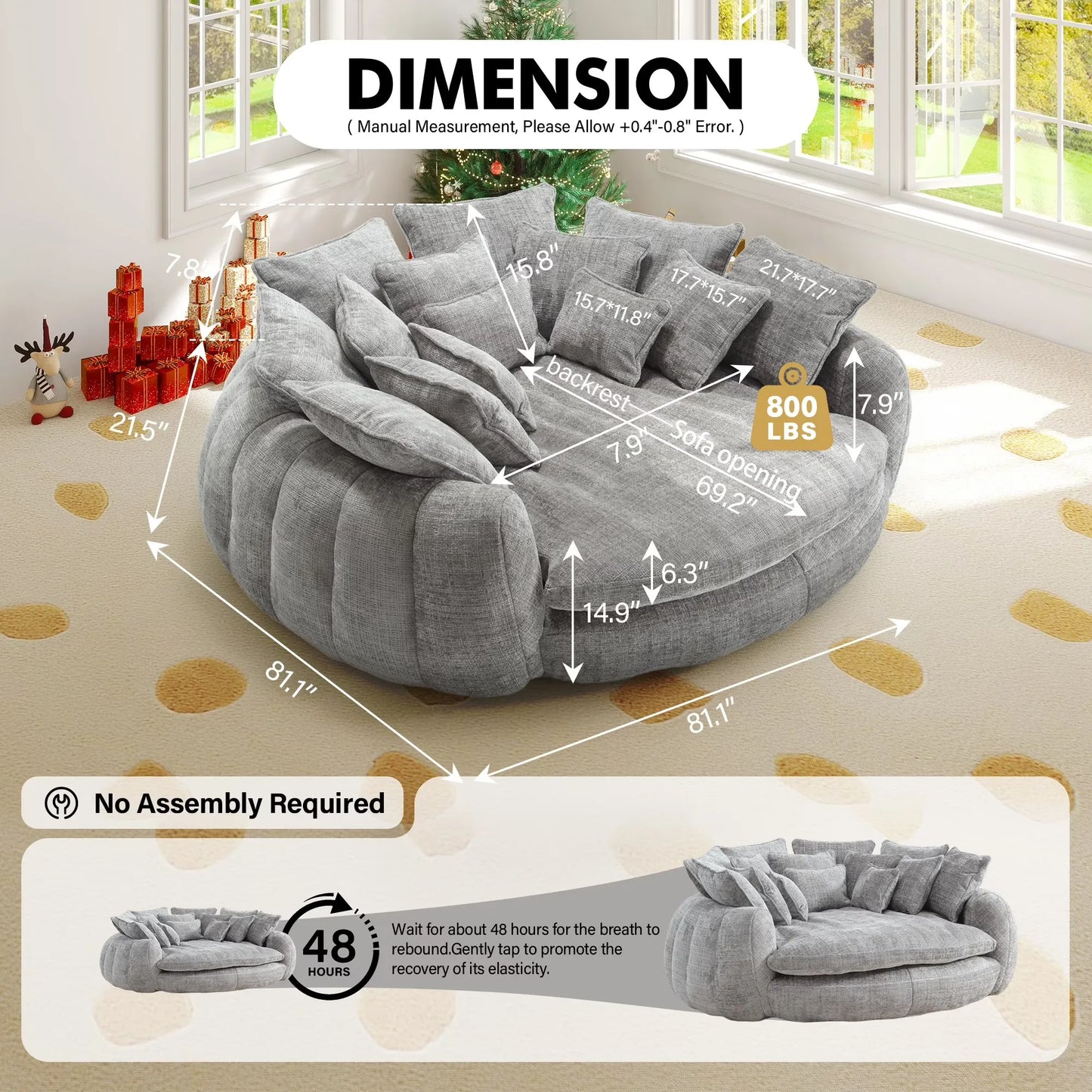 Cloud Chenille Sleeper Sofa With Memory Foam And Pillows