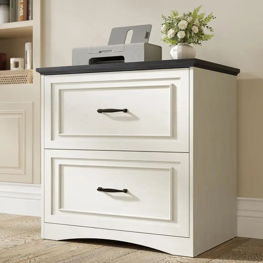 Lateral Filing Cabinet With Two Drawers And Hanging Rods